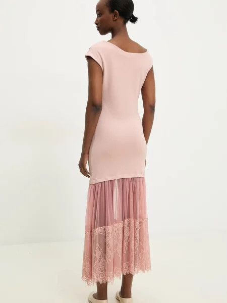 Answear Lab sukienka maxi prosta różowy