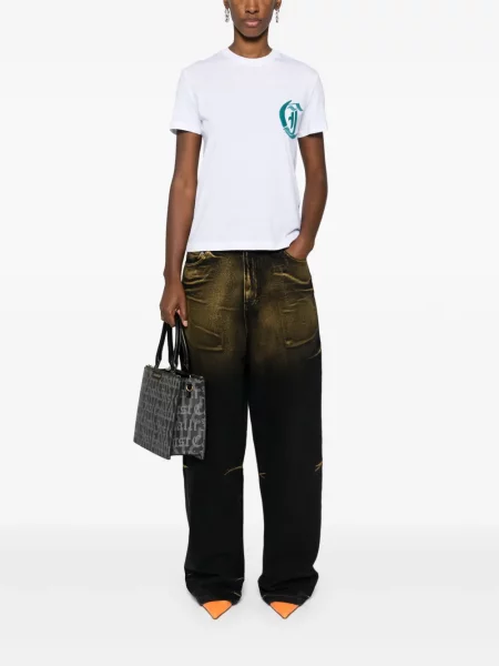 Tricou Just Cavalli cu broderie alb