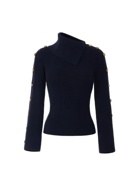 Dzianinowy sweter Elisabetta Franchi niebieski
