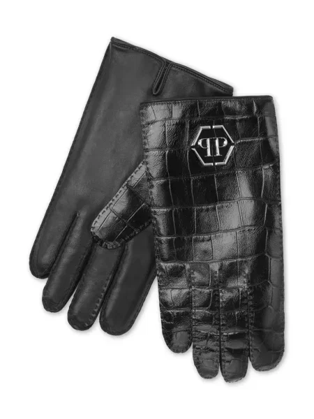 Mănuși Philipp Plein din piele negru