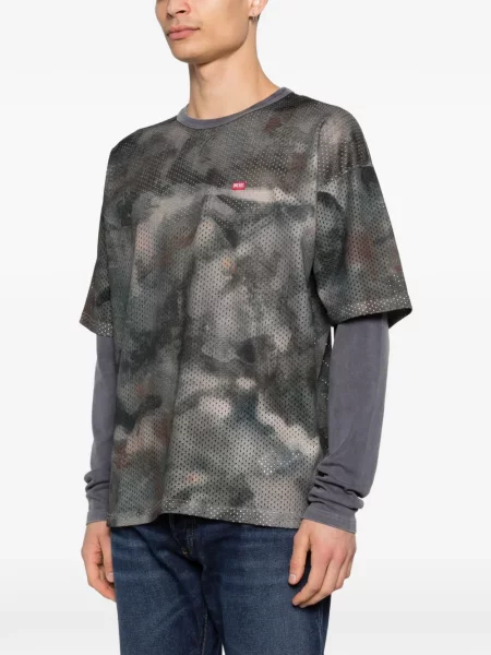 Tricou Diesel cu perforații lung gri