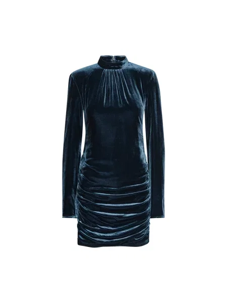 Rotate sukienka z dodatkiem jedwabiu mini dopasowana granatowy