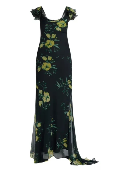 Sukienka De La Vali w kwiatki z nadrukiem garniturowa czarna