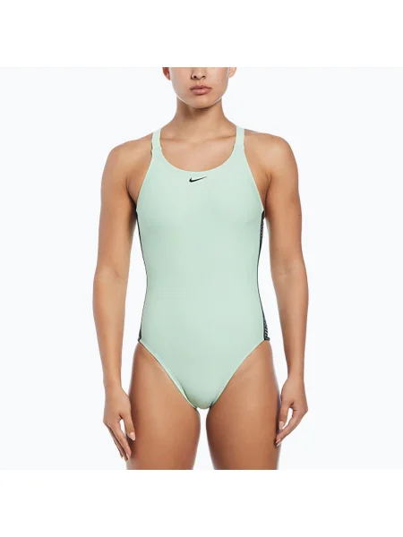 Női egyrészes fürdőruha Nike Logo Tape Fastback vapor green. Méret: S zöld