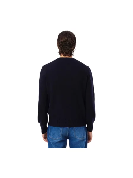 Bluza Lacoste wełniana z długim rękawem niebieska