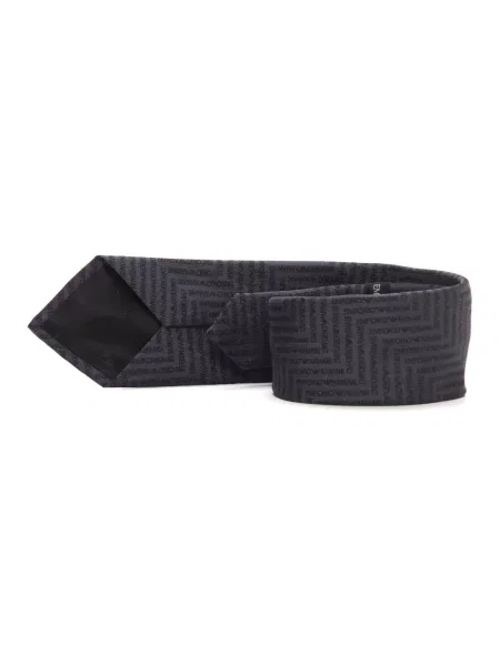 Jedwabny krawat Emporio Armani z logo czarny