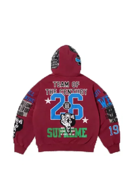 Hoodie Supreme με απλικέ κόκκινο