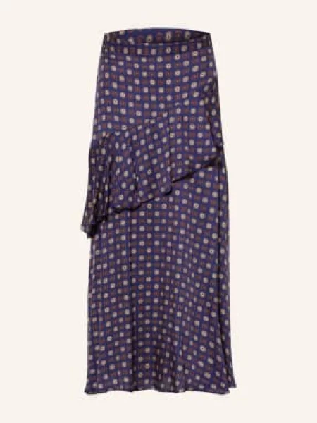 Claudie Pierlot Satynowa Spódnica Z Falbanami blau beżowa