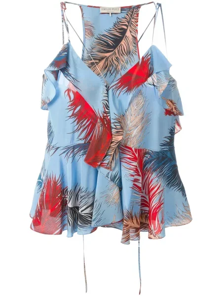Top Pucci cu pene albastru