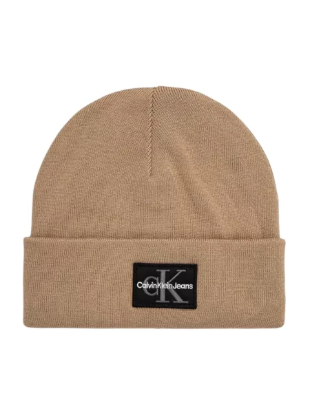 Dzianinowe jeansy Calvin Klein z grubej dzianiny beżowe