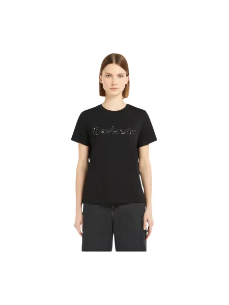 Weekend Max Mara T-Shirt Vello Z Cekinami schwarz czarna