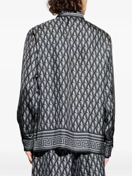 Cămașă Versace cu imprimeu geometric gri