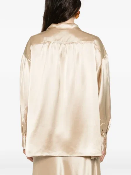 Bluză By Malene Birger cu decolteu în V lungă auriu