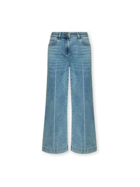 Szerokie jeansy Elena Miro' o skróconej długości niebieskie