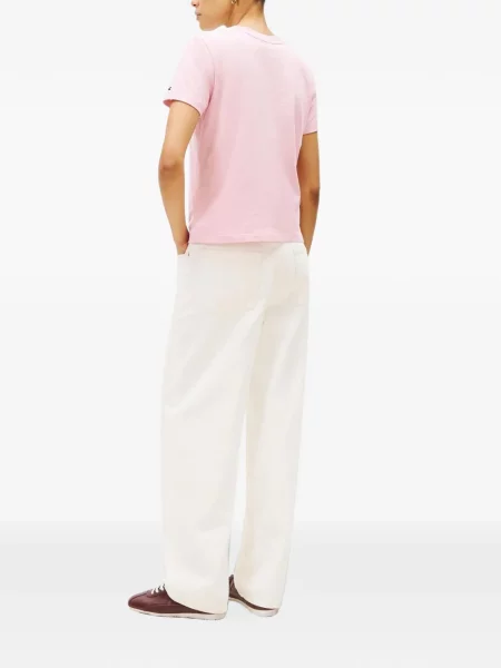 Tricou Tommy Hilfiger cu autograf roz