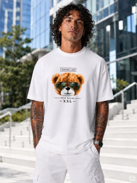 T-shirt oversize z nadrukiem Dstreet biały