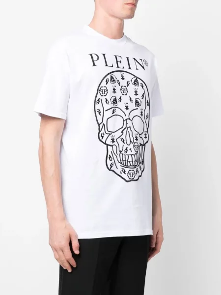Tričko Philipp Plein s potiskem s kulatým výstřihem bílé