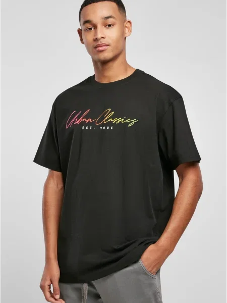 Tricou Urban Classics cu autograf negru
