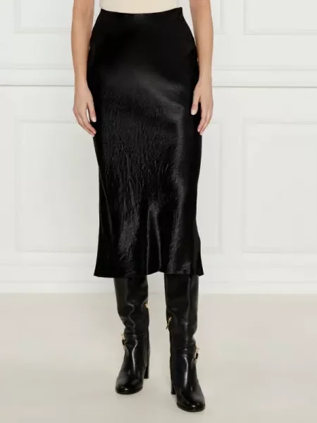 BOSS BLACK De satin fustă negru