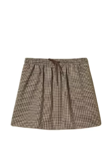 Fusta mini Twinset în carouri cu cordon maro