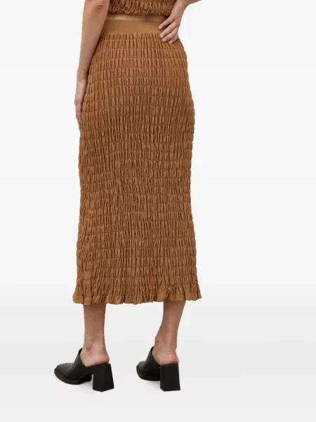 Fustă midi By Malene Birger cu volane până la genunchi maro