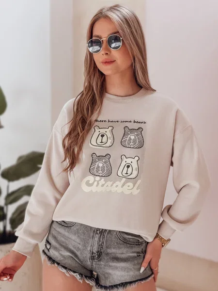 Bluza oversize z misiami MISOBEARS Dstreet beżowa