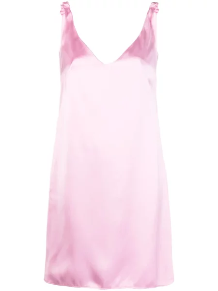 Rochie N°21 din satin cu decolteu în V de costum roz