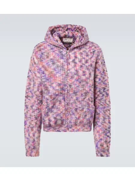 Cardigan Erl de lână cu glugă roz