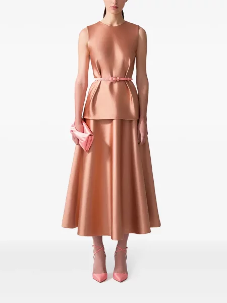Fustă midi Carolina Herrera evazată maro