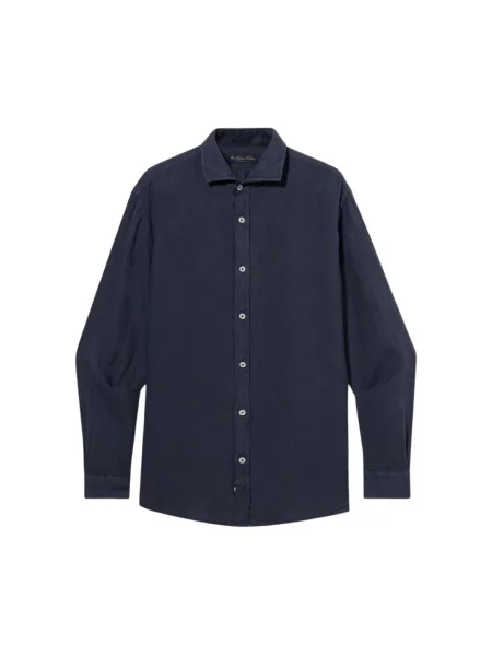 Lniana koszula Brooks Brothers niebieska