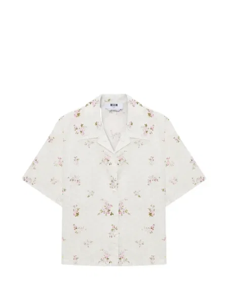 Cămașă Msgm cu model floral cu imagine alb
