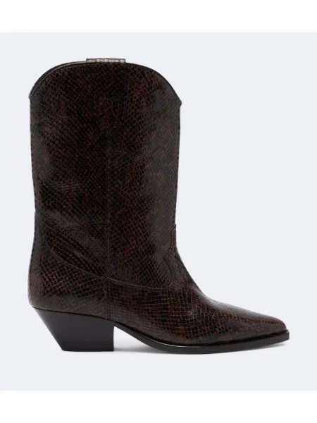 Botine Isabel Marant din piele cu model piele de șarpe maro