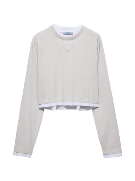 Lung tricou Prada din jerseu gri