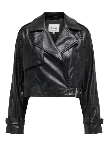 Usnjene prehodna jakna Only črna