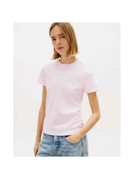 Koszulka z krótkim rękawem Tommy Jeans Regular Bubble XS jasnoróżowy