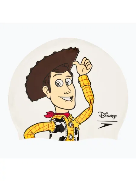 Детска шапка за плуване Speedo Slogan Print Woody бяла/жълта бяло
