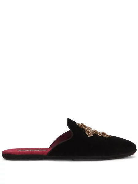 Papuci de casă Dolce & Gabbana de catifea negru