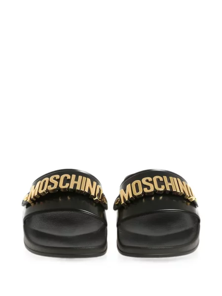 Papuci Moschino din piele cu autograf negru