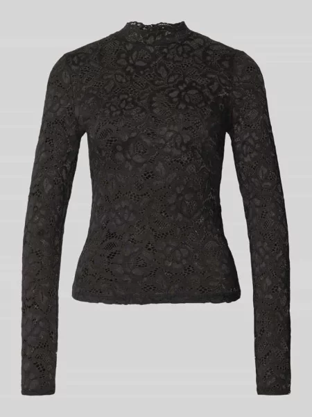 Bluzka z długim rękawem o kroju slim fit z kwiecistej koronki model Lacey' Y.a.s czarna