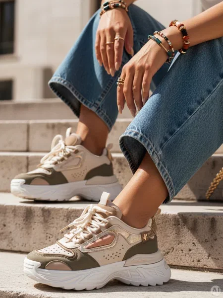 Sneakersy na platformie CELESTIC Dstreet zielone
