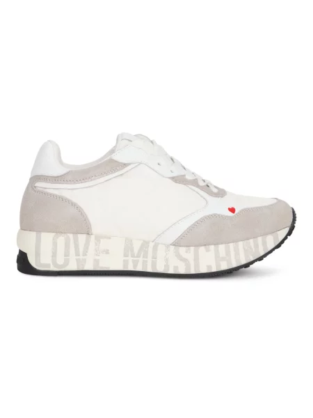 Sneakersy Love Moschino skórzane z logo białe