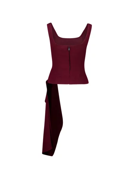 Top Roland Mouret drapat cu bretele roșu