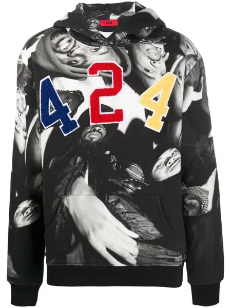 Hanorac cu glugă 424 cu imagine negru