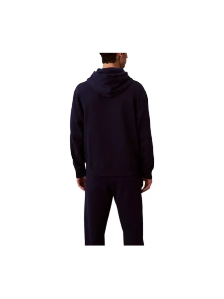 Bluza z kapturem Calvin Klein frotte niebieska