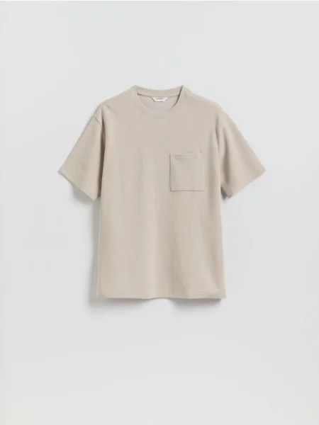 Reserved Tricou comfort fit din structurat bej