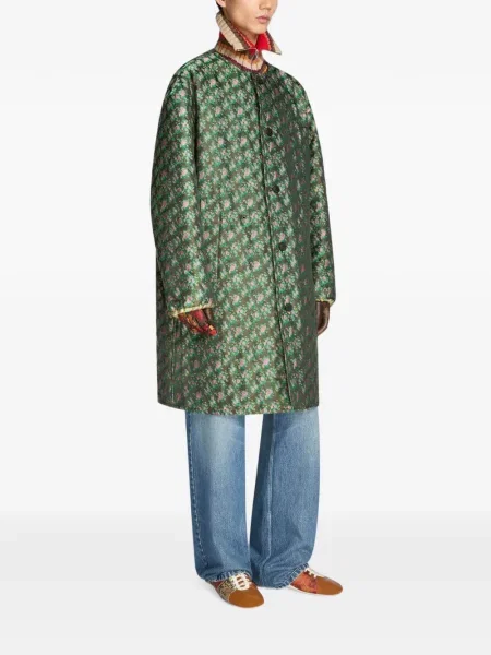 Žakardinis paltas Dries Van Noten žalia
