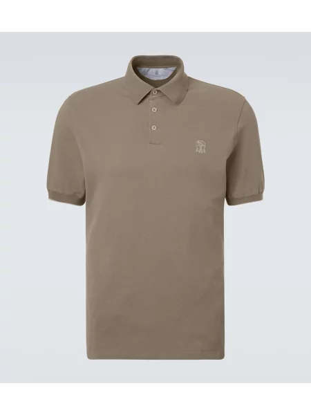 Tricou polo Brunello Cucinelli cu autograf gri