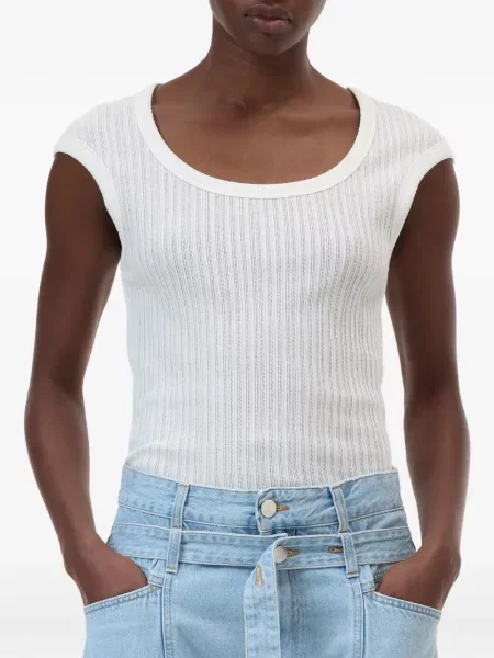 Top Closed cu nervuri alb