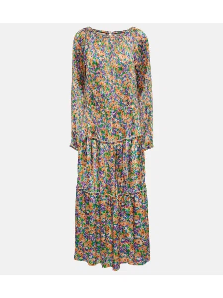 Rochie midi Plan C cu model floral plisată până la genunchi