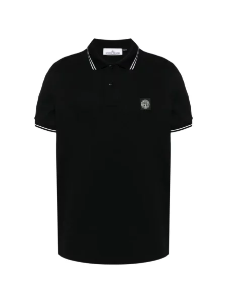 Tricou polo Stone Island cu strasuri stretch negru